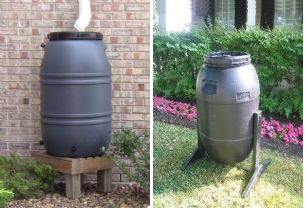 Rain Barrel beside Compost Bin